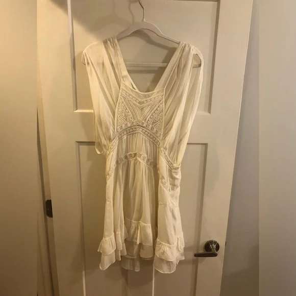 IRO cream beaded silk handcrafted dress size 36